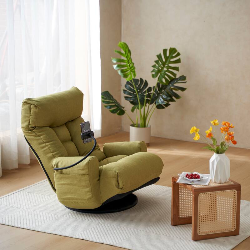 Lounge Sofa Chair with 5 Positions, 360° Rotation, and Phone Holder for Living Room