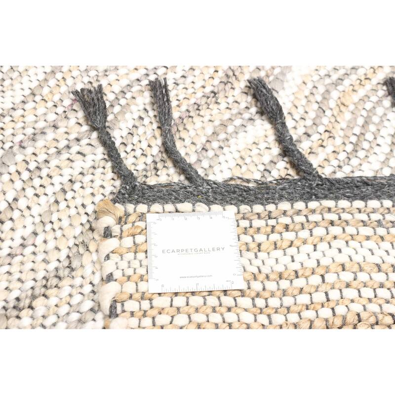 ECARPETGALLERY Braid weave Sienna Grey Wool Rug - 5'10 x 7'2