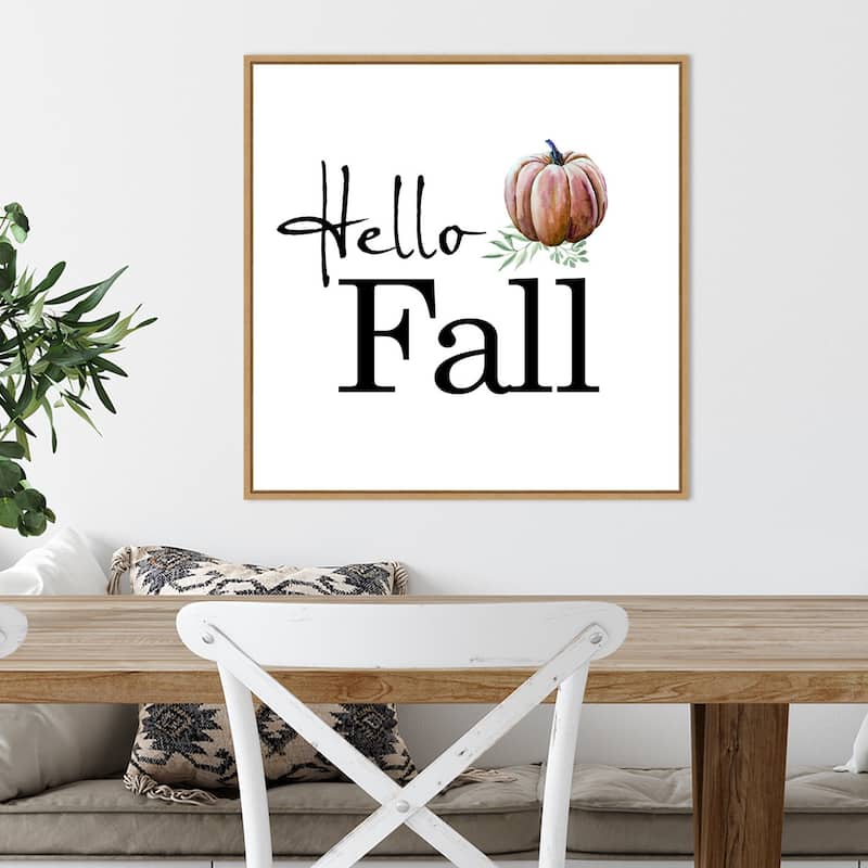Amanti Art Hello Fall Pumpkin Framed Canvas Wall Art
