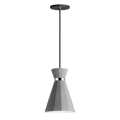 Sash 1-Light 7.75" Wide Gray / Polished Chrome Pendant Light