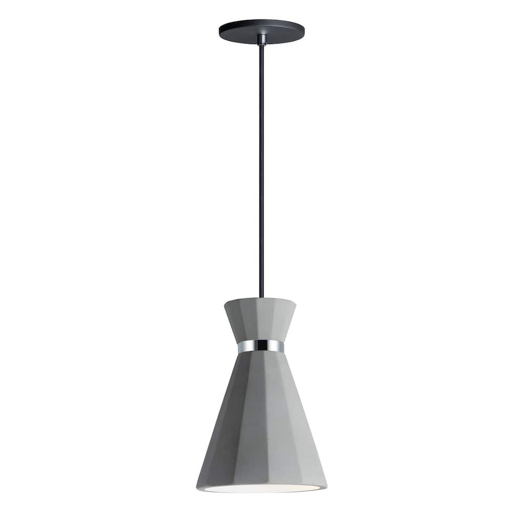 Sash 1-Light 7.75" Wide Gray / Polished Chrome Pendant Light