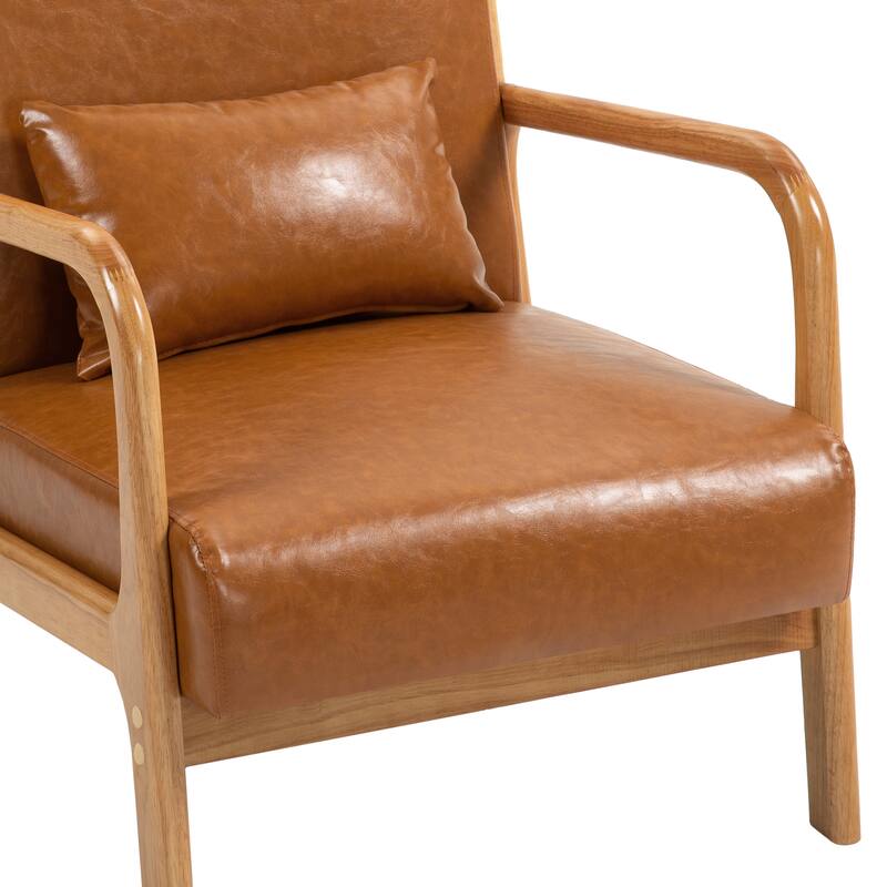 Mid-Century Modern Upholstered Accent Chair with Wood Frame