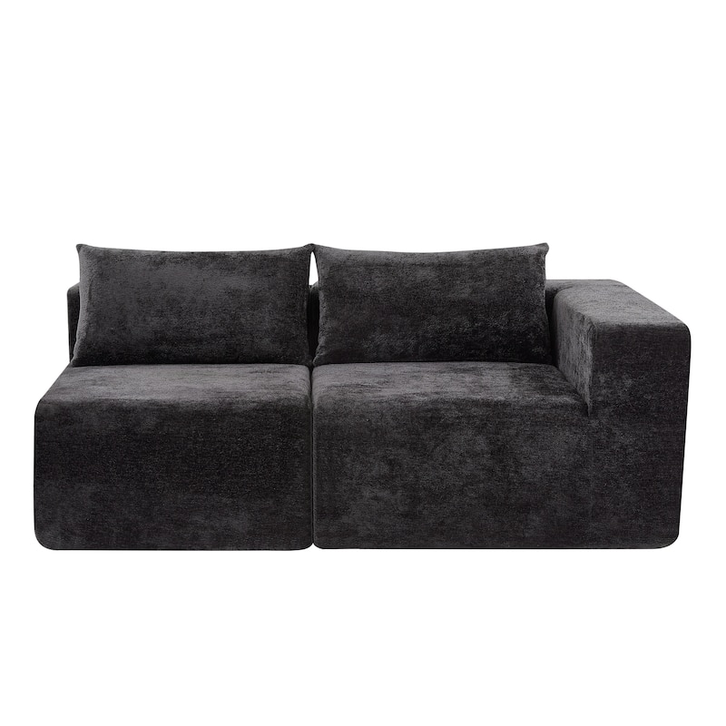 Christopher Knight Home - Adaline Modern Fabric Modular Sectional Sofa with Pillow Back and Ottoman