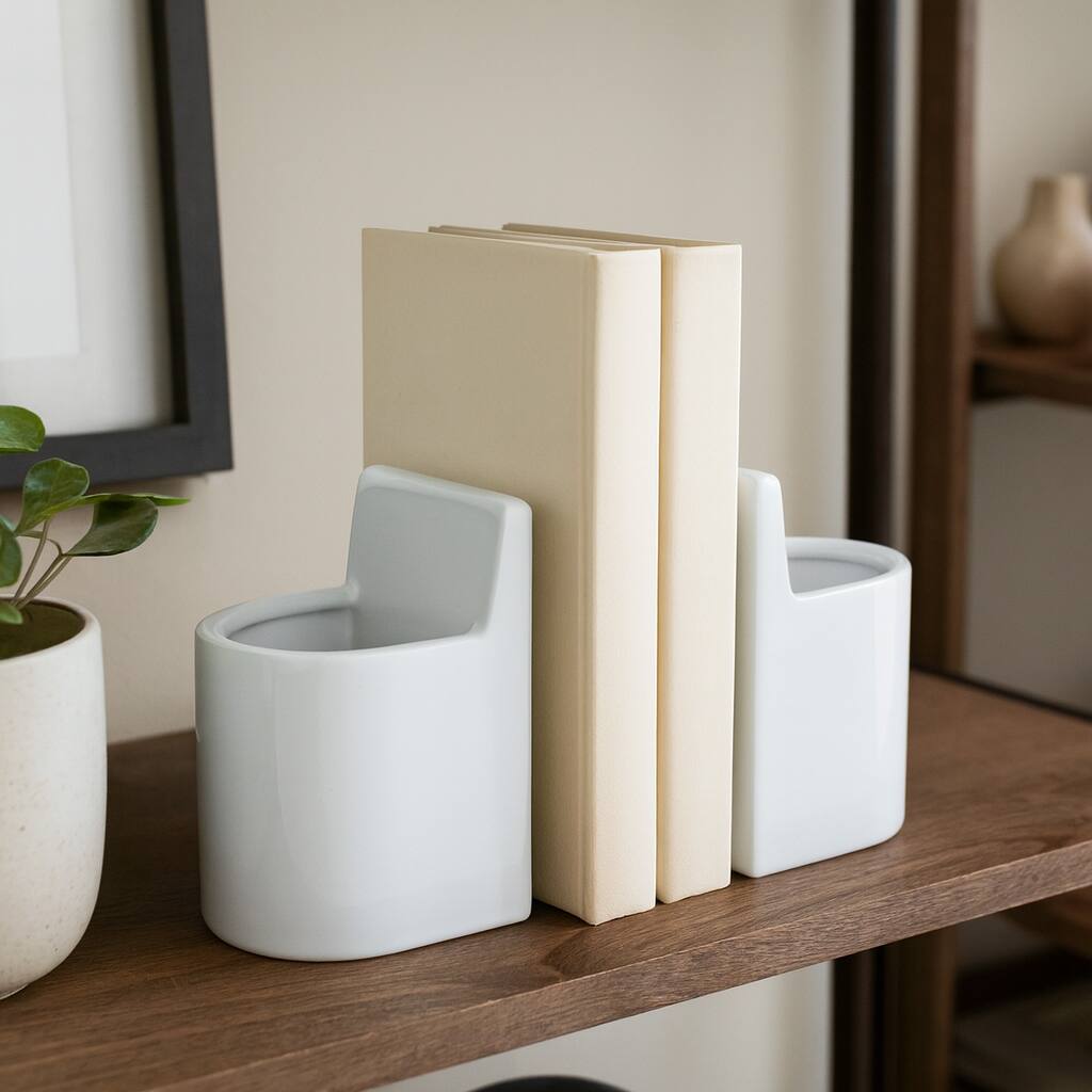 Decorative Pouch Bookends for Home Decor Accent - Set of 2", 6"