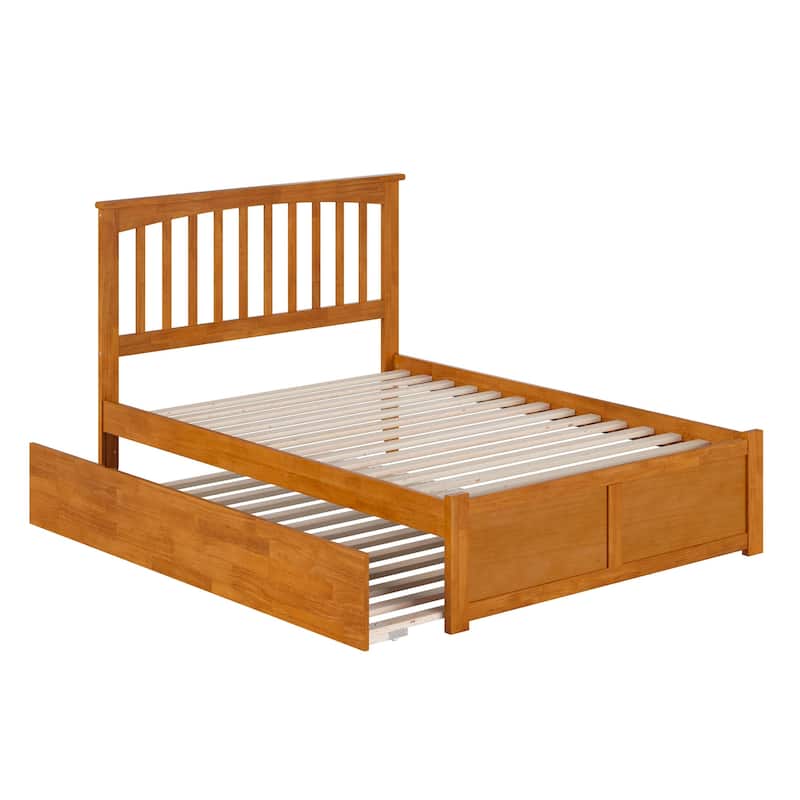 Mission Full Platform Bed with Footboard and Full Trundle Bed