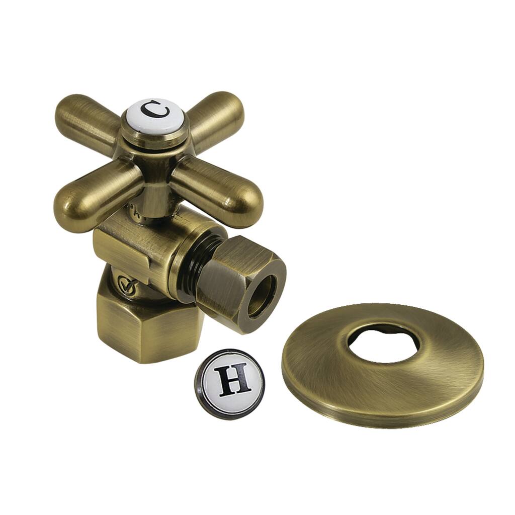Kingston Brass 1/2" FIP x 3/8" O.D. Comp Quarter-Turn Angle Shut-Off Valve with Flange