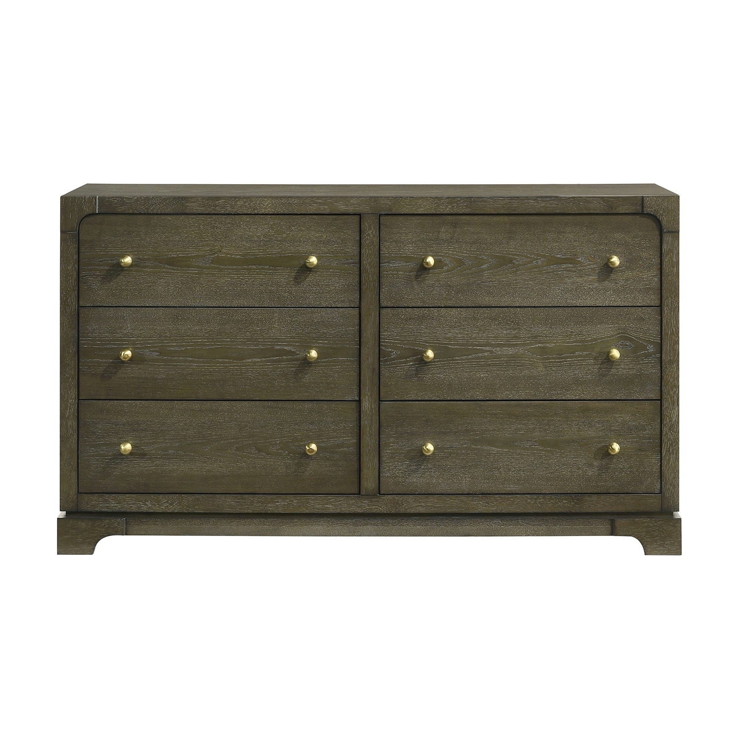 6 Drawers Wooden Dresser with Brass Knobs in Dark Cocoa