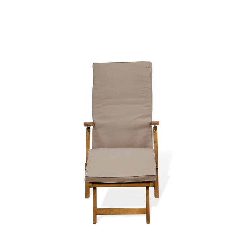 East West Furniture Salinas Patio Chaise Lounge - Outdoor Acacia Wood Sun lounger Chair for Poolside, Deck, Lawn, Natural Oil