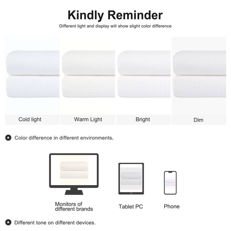 Cotton Bath Towels Absorbent Waffle Weave 4Pcs 27"x54"