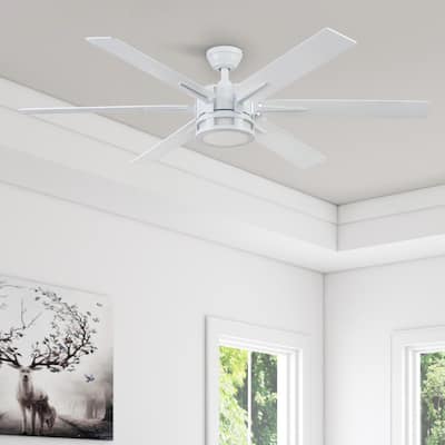 56" Honeywell Kaliza Bright White Indoor Modern LED Ceiling Fan with Light and Remote Control