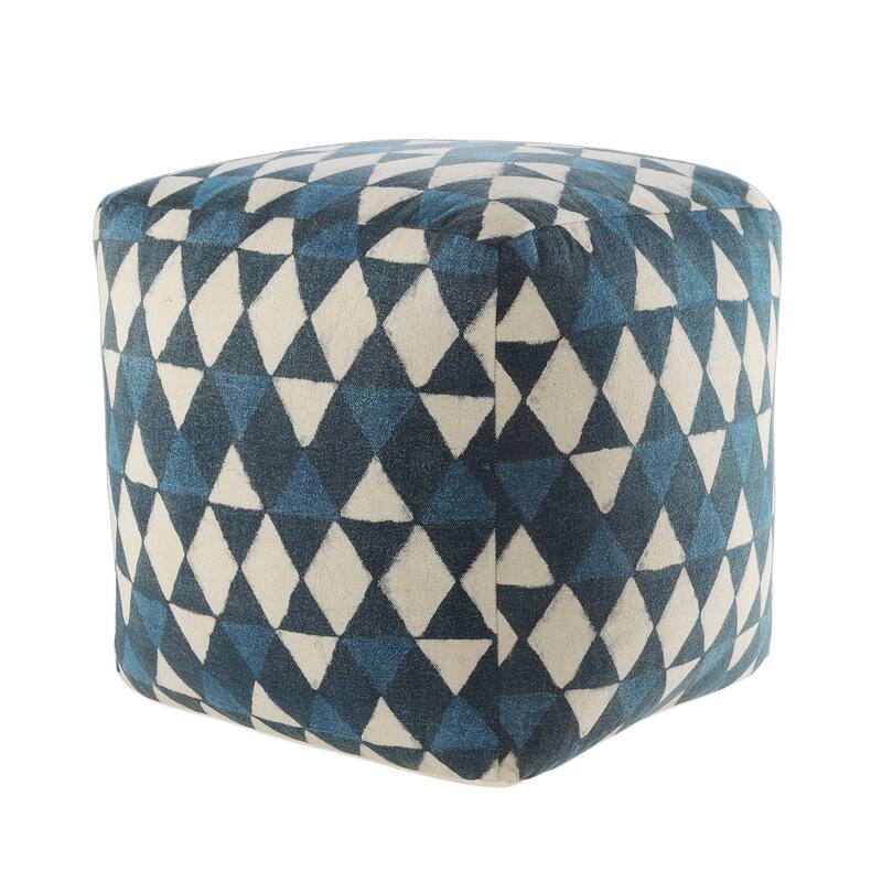 HomeRoots 20" Blue 100% Cotton Ottoman