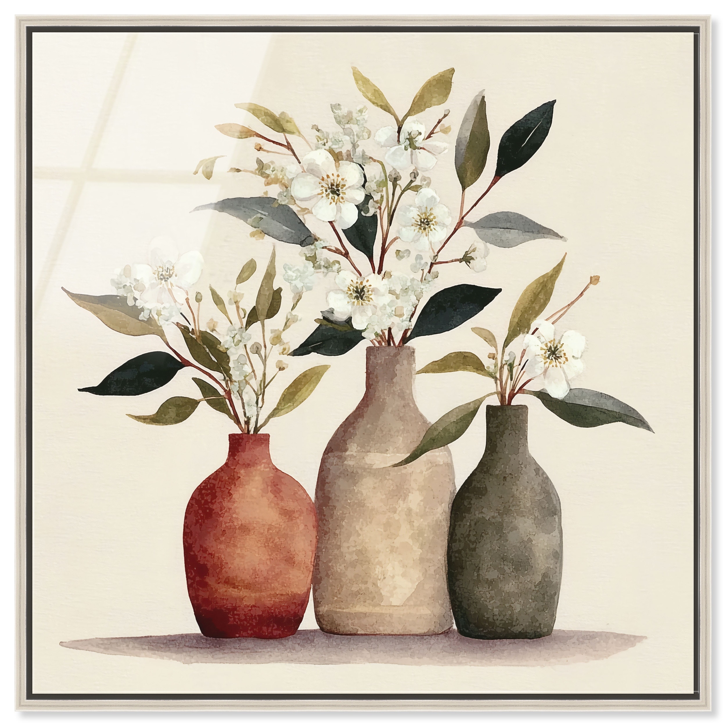 Three Vases Farmhouse Wall Art Acrylic Print by Art Remedy