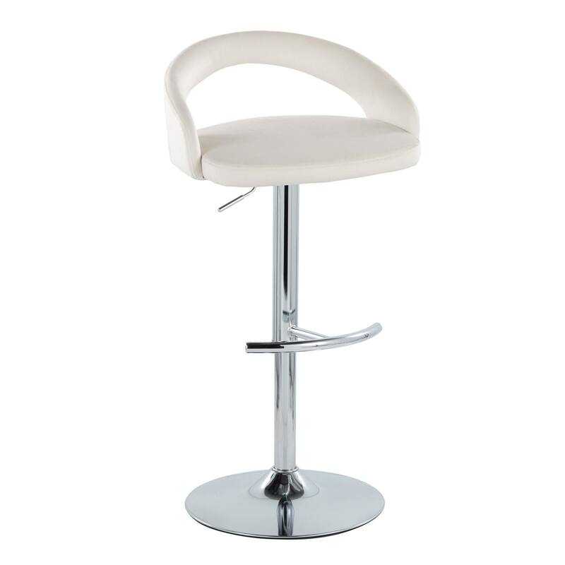 Grotto Upholstered Adjustable Barstool with Chrome Metal - Set Of 3