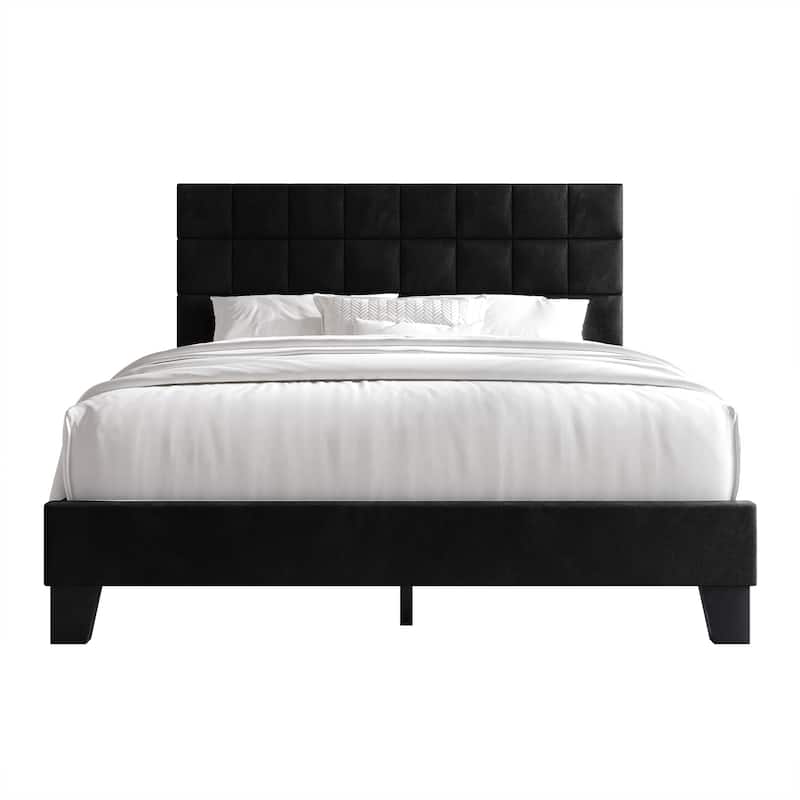 CraftPorch Simply Velvet Platform Bed - Full - Black