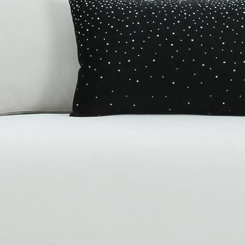 HomeRoots 89" White Sofa And Toss Pillows With Silver Legs