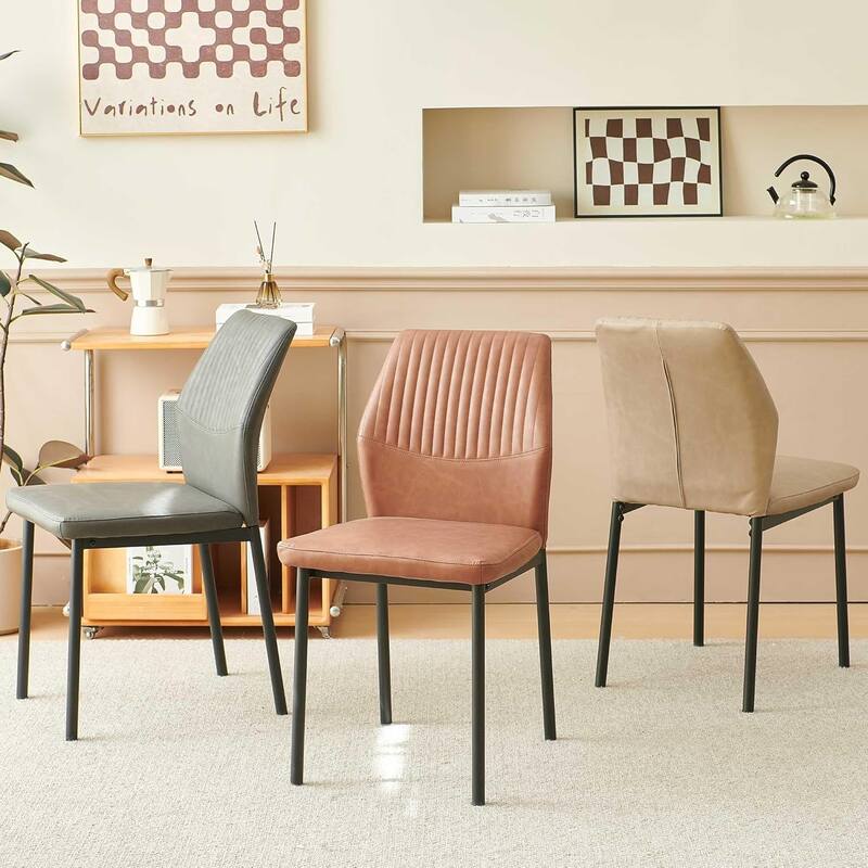 Howtai Upholstered Dining Chair Faux Leather,Metal Legs