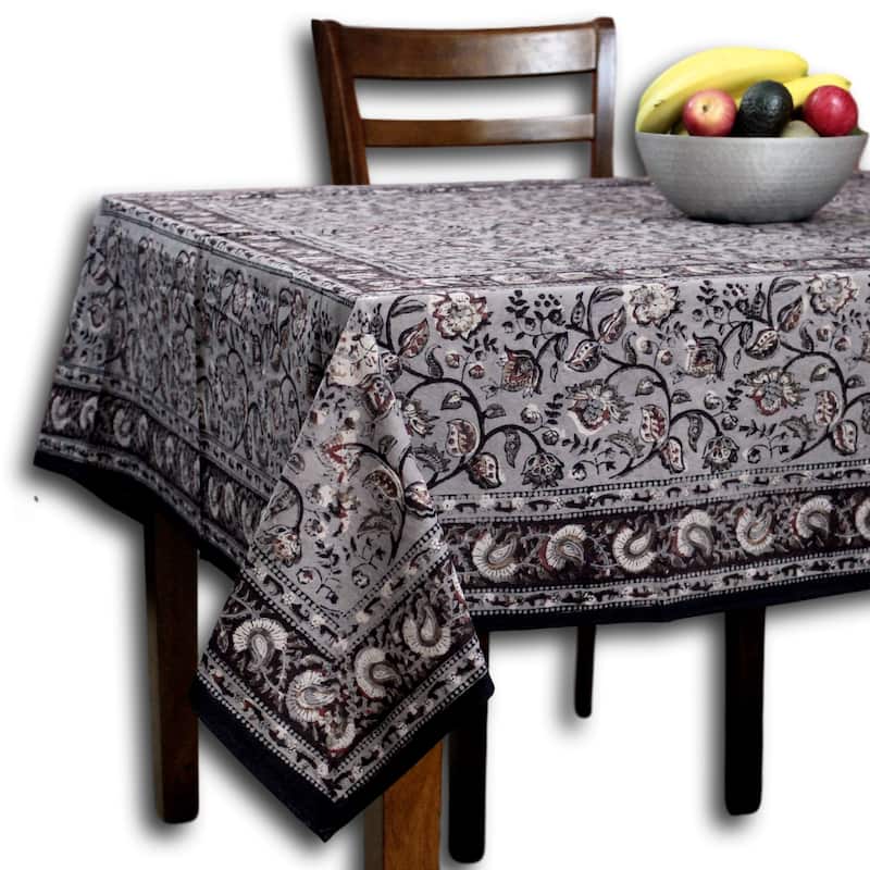 Earthen Vintage Floral Block Print Cotton Tablecloth Collection