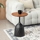 preview thumbnail 2 of 15, Glitzhome 22.25"H Metal Wine Bottle Shaped Accent Table With Wooden Top