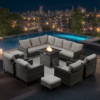 Gymojoy Outdoor Patio Sofa with Swivel Chairs Set