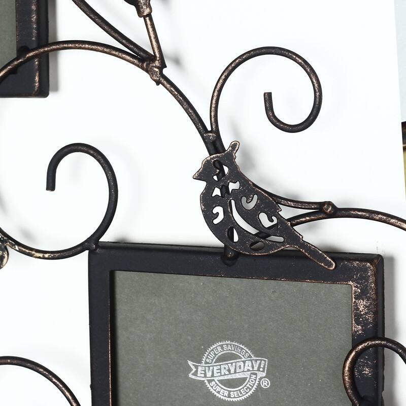 Adeco Brown Black Decorative 6-opening Collage Bronze Iron Metal Wall Hanging Scroll Picture Photo Frame