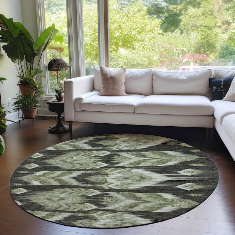 Machine Washable Indoor/ Outdoor Chantille Abstract Boho Rug