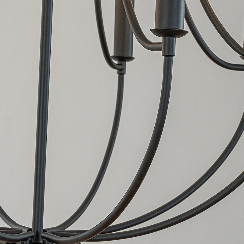 26'' 8-Light Modern Matt Black Classic Candelabra Chandelier Farmhouse Candle Pendant Light For Living Room Dining Room - W26''