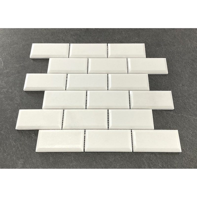 2" x 4" Brick Pattern Marble Mosaic Tiles with 1/4" Bevel Edge - Case (5 Sheets)