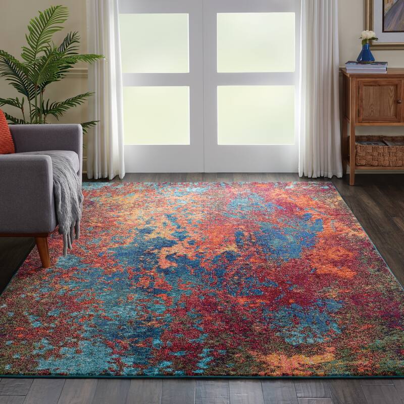 Nourison Celestial Abstract Ombre Area Rug - 7' 10" x 10' 6" - Blue/Red - Rectangle