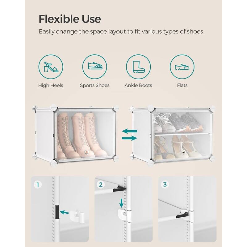 Shoe Rack, 4 Cubes Shoe Organizer with Doors