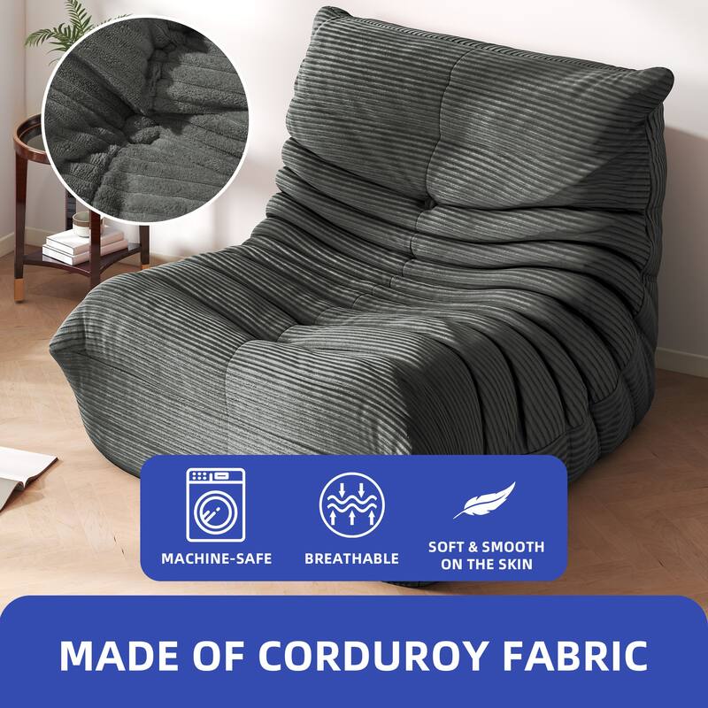 Moasis Cordury Fireside Bean Bag Chairs with Memory Foam for Adults