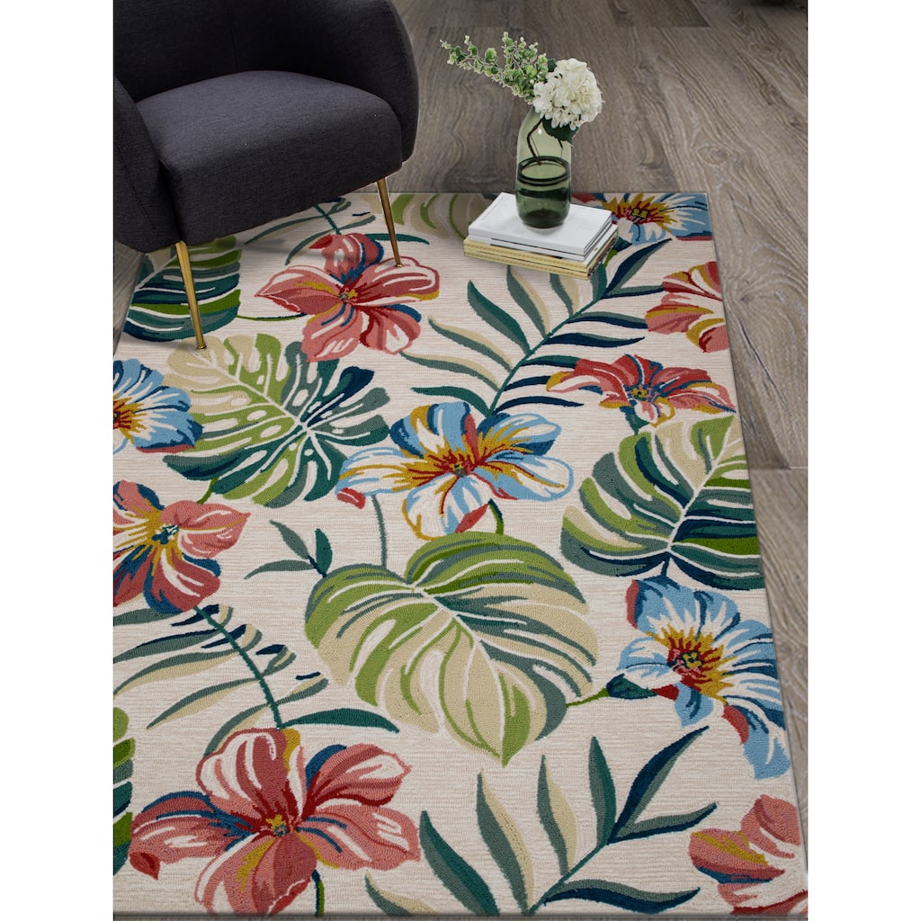 Domani Trails Hand-Made Indoor / Outdoor Tropical Palms Area Rug