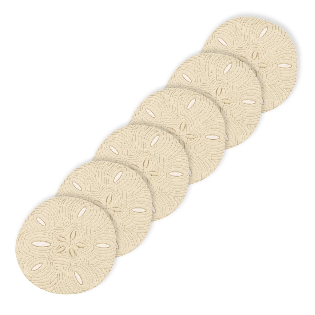 Sand Dollar Shaped Cotton Reversible Placemat Set of 6 - Set of 6