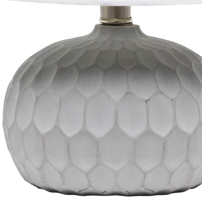 HomeRoots 19" Gray Concrete Geometric Table Lamp With White Drum Shade - 10.00 in. x 19.00 in. x 10.00 in.