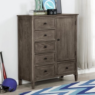 Lanister Transitional Warm Grey 6-Drawer Solid Wood Armoire by Furniture of America