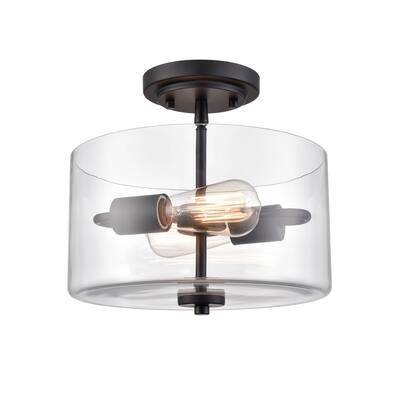 Millennium Lighting Verlana 2 Light Semi-Flush Mount Fixture in Multiple Finishes with Clear Glass Shades