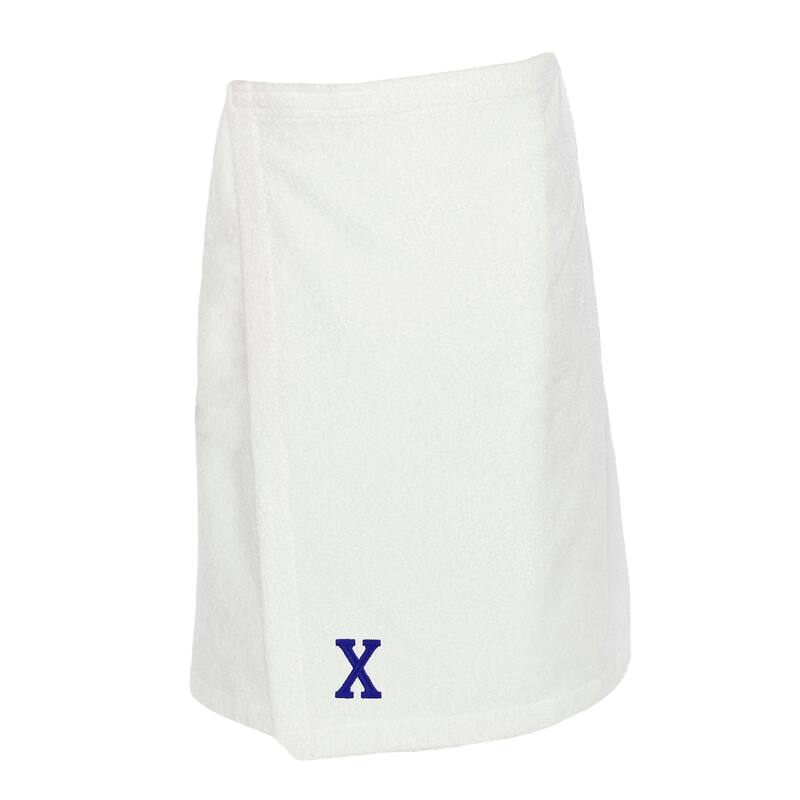 Authentic Hotel and Spa Turkish Cotton Terry Monogrammed White Men's Spa and Shower Towel Wrap - White/X