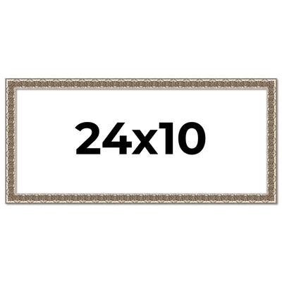 24x10 Frame Silver Versailles Ornate Solid Wood Picture Frame | 1 Inch