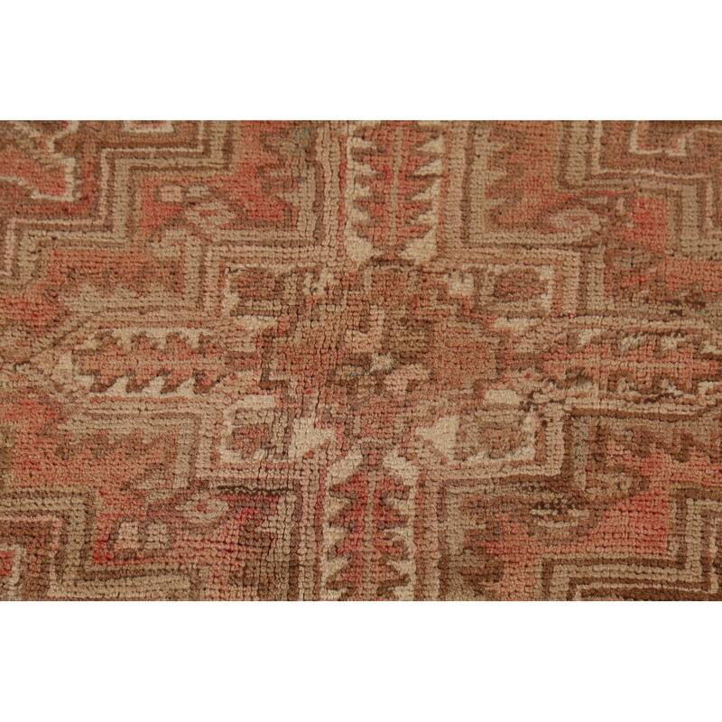 Pink Heriz Persian Vintage Area Rug Hand-Knotted Wool Carpet - 8'0"x 10'8"