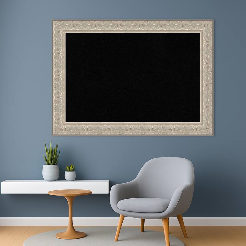 Luxe Silver Cream Framed Cork Board - Bulletin Board, Organization Board, Pin Board