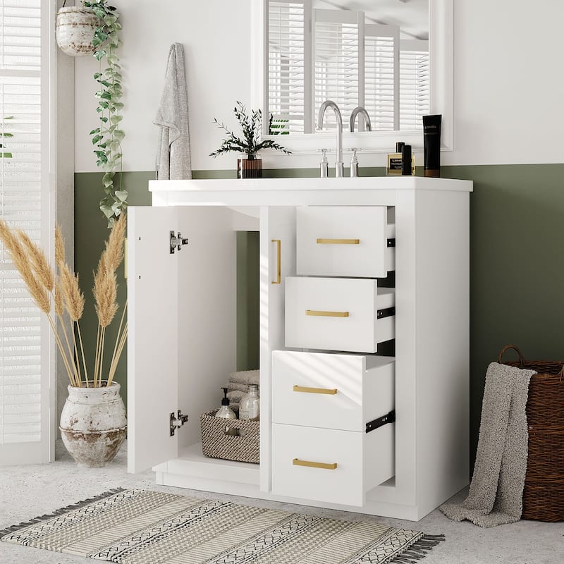30 inches Freestanding Bathroom Vanity Set with Integrated Sink