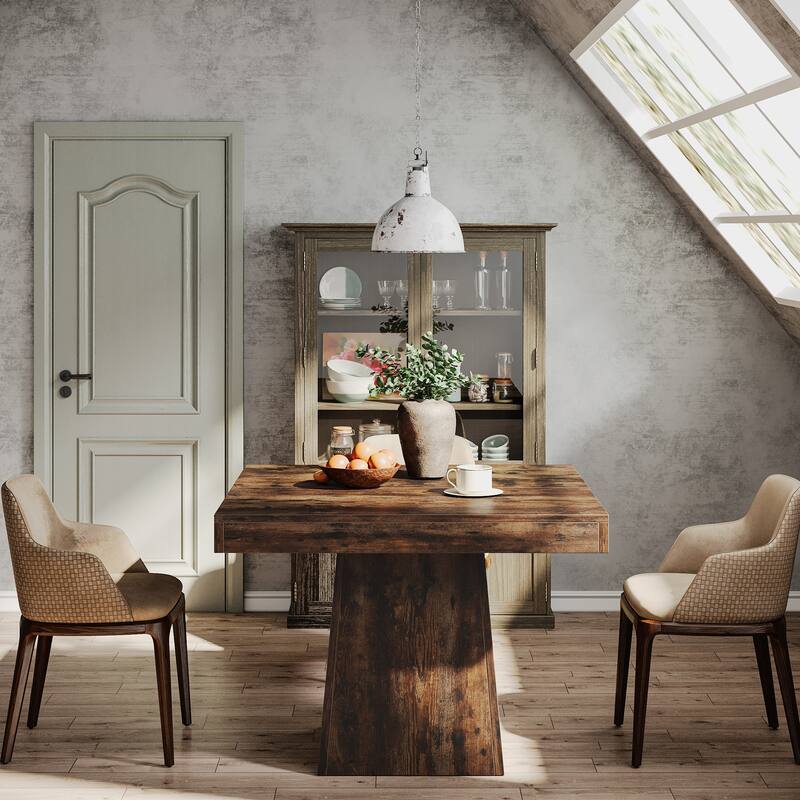 Square Dining Table for 4, 31.5-Inch Kitchen Table with Pedestal Base - 31.5"D x 31.5"W x 29.53"H