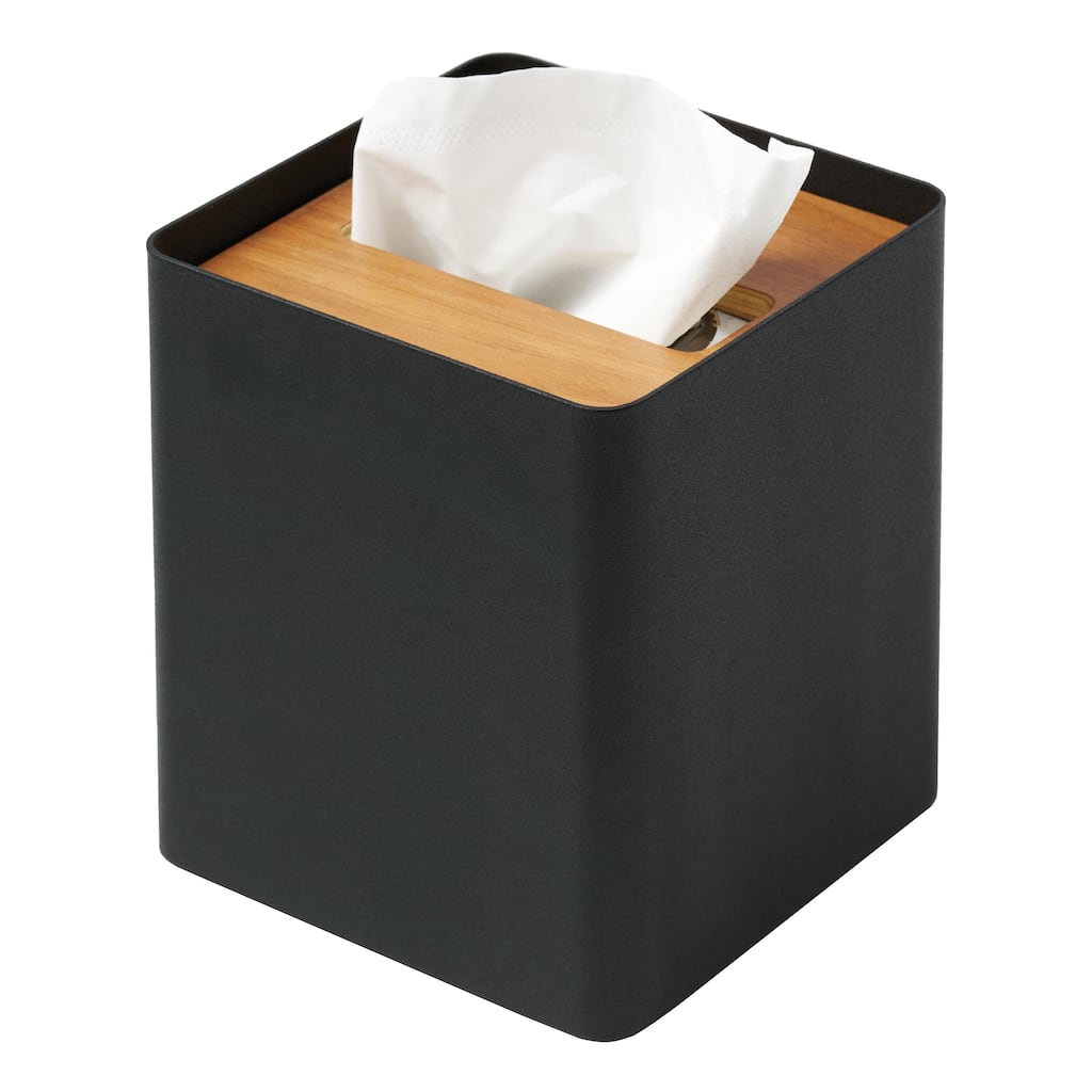 Yamazaki Home Tissue Box Cover - Square, Steel, Lid - L 5.12 x W 5.12 x H 6.1 inches
