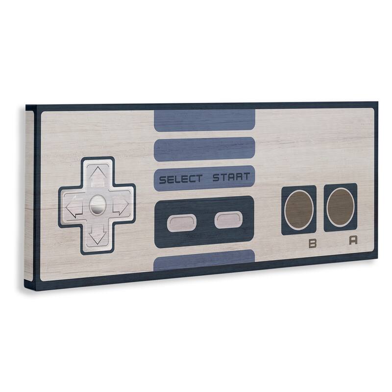 Stupell Vintage Video Game Entertainment System Classic Controller Blue Canvas Wall Art