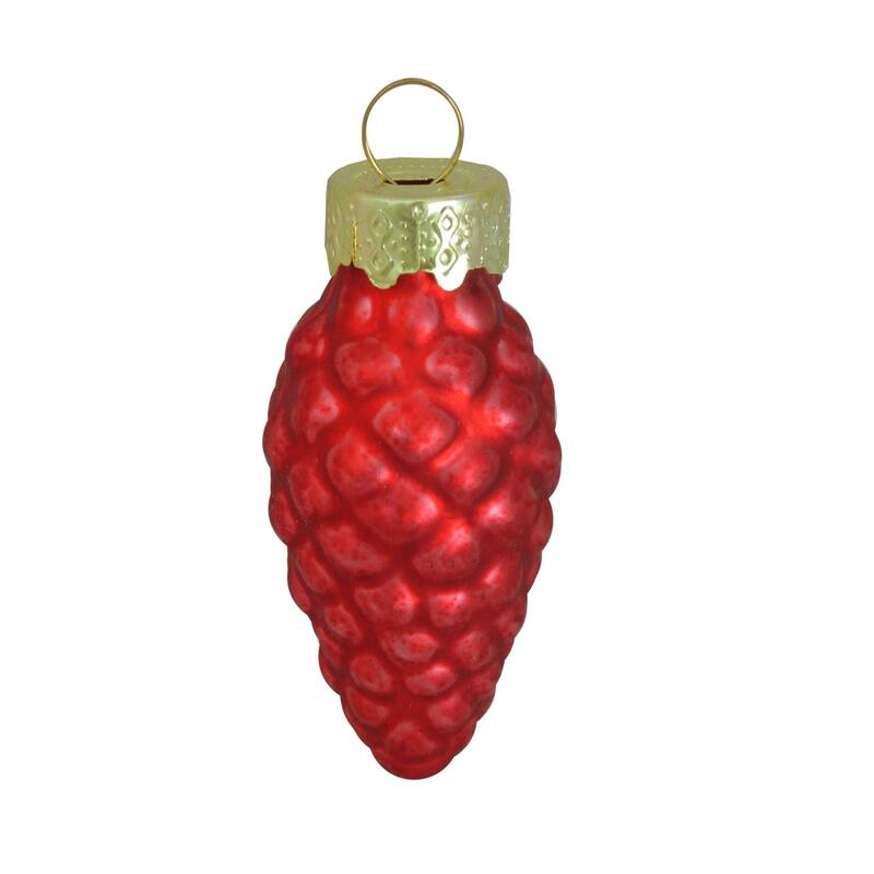 Shiny Finish Glass Christmas Pinecone Ornaments 1.75" (45Mm) Red 56Ct
