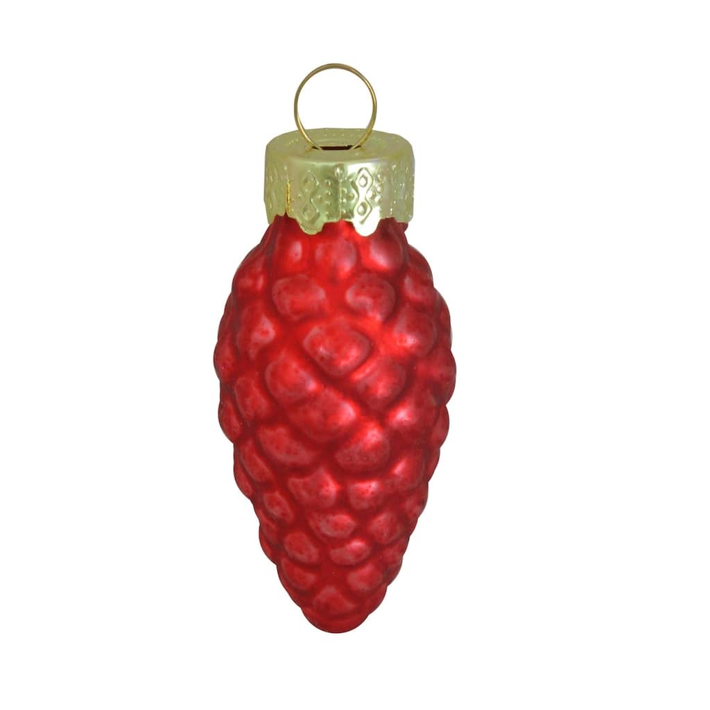 Shiny Finish Glass Christmas Pinecone Ornaments 1.75" (45Mm) Red 56Ct