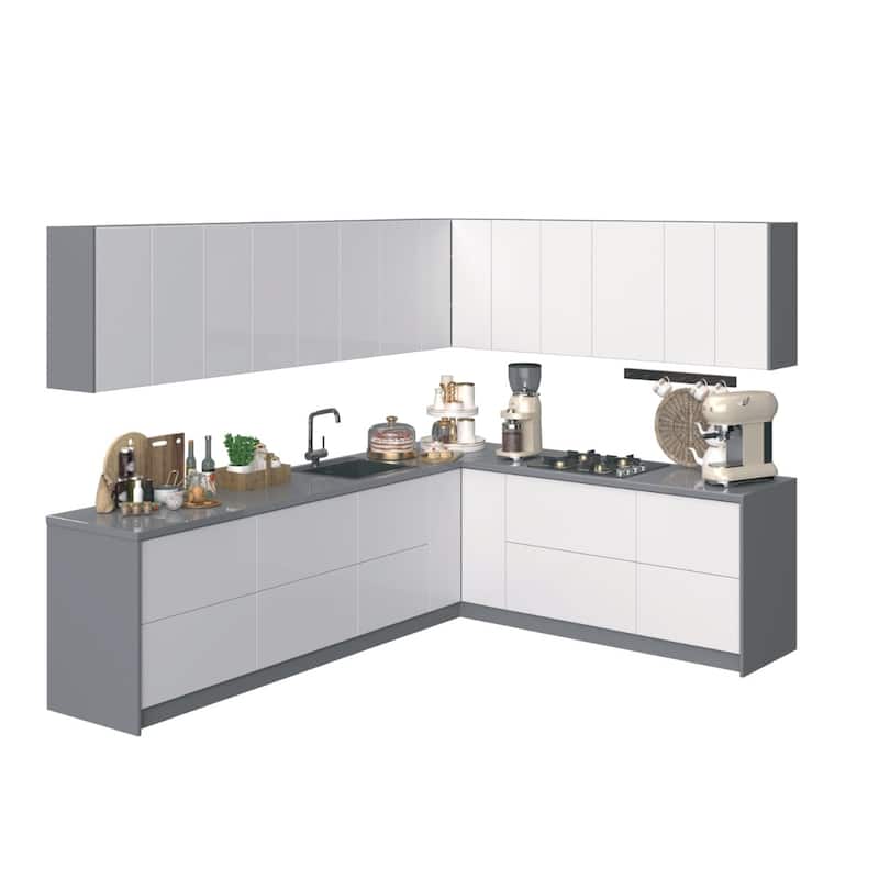 Kitchen Culinary Collection White Gloss Color Base Size 10Ft Wide - 94x120 - White
