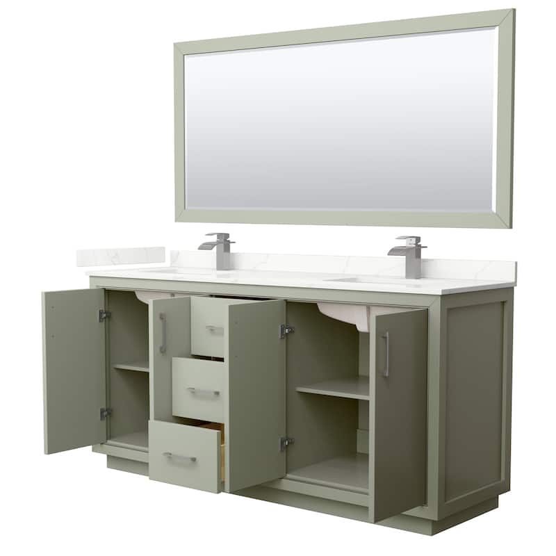 Icon 72-inch Double Vanity, Quartz Top, 70-inch Mirror
