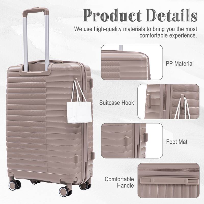 14IN 20IN 24IN 28IN 4 pcs/set in PP Spinner Wheel Luggage, Carry on Suitcase, Iron Pull Rod, Combination Password Lock