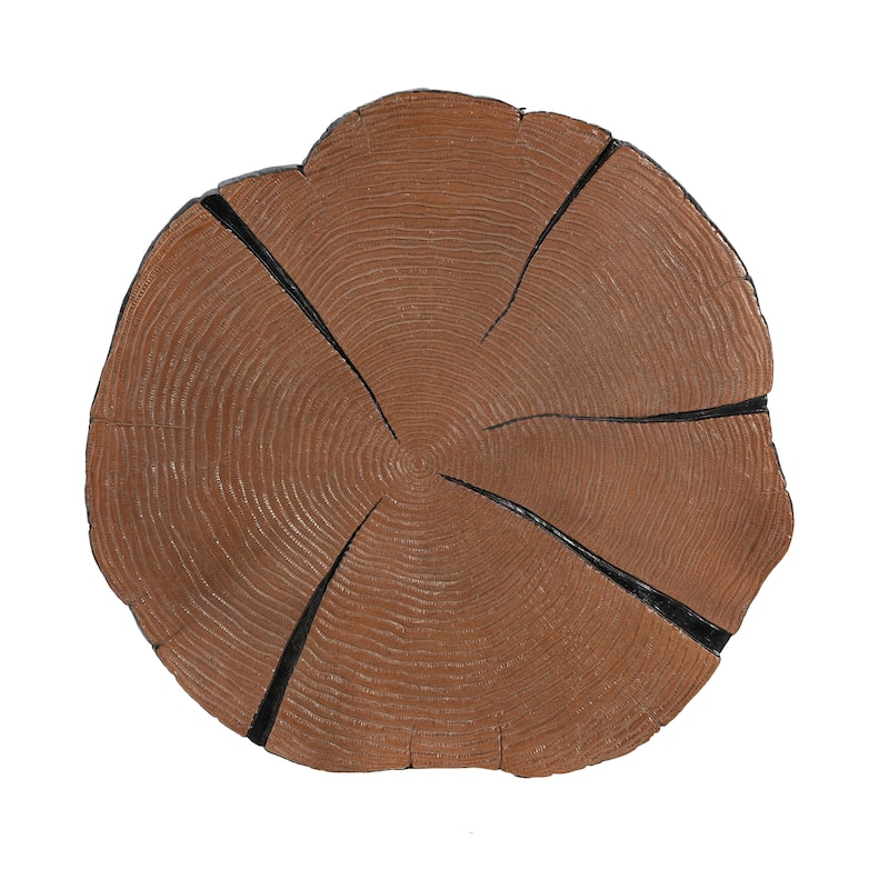 Roomfitters 27" Irregular Artisan Coffee Table, Modern MGO Top with Tree Ring Texture, Industrial Metal Base, 132lbs Capacity