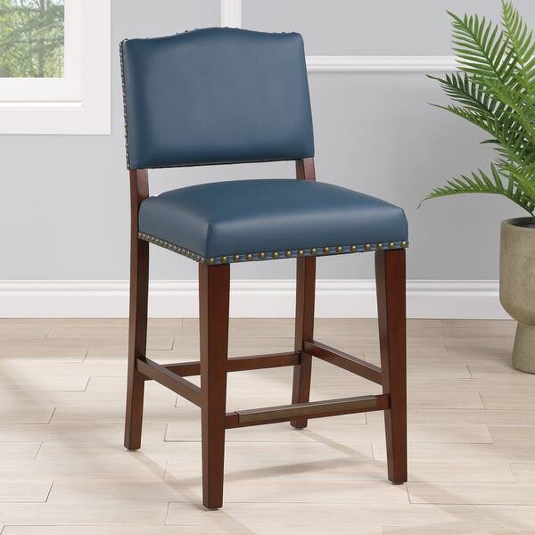 Deja Faux Leather Counter Stool with Nail Heads by Greyson Living Bed